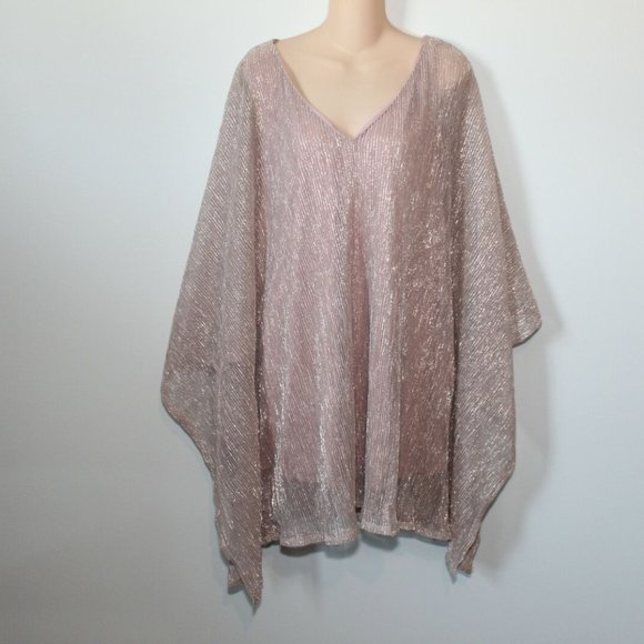 NWT Always Indigo Metallic Overlay Cape Poncho Top Pink Women's Size 3X H12279 - Picture 10 of 10